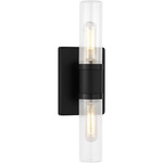 Keaton Bathroom Vanity Light - Midnight Black / Clear Fluted