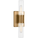 Keaton Bathroom Vanity Light - Satin Brass / Clear Fluted