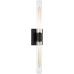 Keaton Bathroom Vanity Light - Midnight Black / Clear Fluted