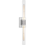 Keaton Bathroom Vanity Light - Brushed Nickel / Clear Fluted