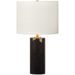 Lauren Table Lamp - Black Ceramic / White Linen