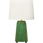Nell Table Lamp - Green / White Linen