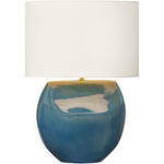 Pente Table Lamp - Deep Ocean Crackle / White Linen