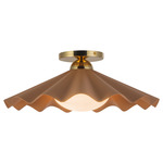 Furrow Semi Flush Ceiling Light - Peach / Opal