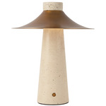 Hagen Portable Table Lamp - Vintage Brass / Travertine