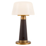 Clemence Portable Table Lamp - Espresso Vegan Leather / Opal