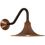 Key West Wall Sconce w/Gooseneck Mount - Antique Copper / Matte Black