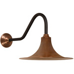 Key West Wall Sconce w/Gooseneck Mount - Antique Copper / Matte Black