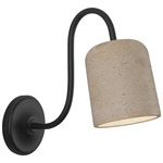 Bromley Wall Sconce - Matte Black / Travertine