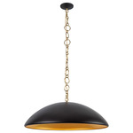 Grant Curved Pendant - Matte Black / Brass
