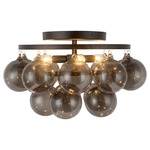 Faye Semi Flush Ceiling Light - Matte Black / Smoke