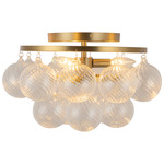 Faye Semi Flush Ceiling Light - Brushed Gold / Clear