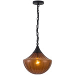Farrah Pendant - Matte Black / Amber