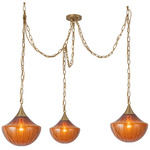Farrah 3-Light Pendant - Brushed Gold / Amber