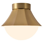 Shelton Semi Flush Ceiling Light - Brushed Gold / Matte Opal