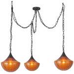 Farrah 3-Light Pendant - Matte Black / Amber