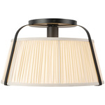 Scout Semi Flush Ceiling Light - Matte Black / White Linen