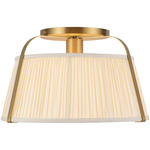 Scout Semi Flush Ceiling Light - Brushed Gold / White Linen