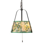 Scout Pendant - Matte Black / Green Floral Linen