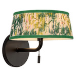 Scout Disc Wall Sconce - Matte Black / Green Floral Linen