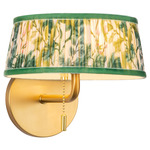 Scout Disc Wall Sconce - Brushed Gold / Green Floral Linen