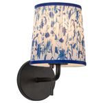 Scout Wall Sconce - Matte Black / Blue Floral Linen