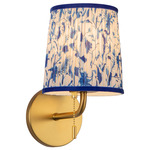 Scout Wall Sconce - Brushed Gold / Blue Floral Linen