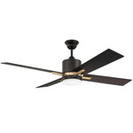 Teana Ceiling Fan with Light - Flat Black / Satin Brass / Flat Black / Mesquite