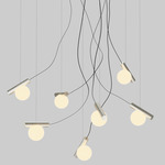 Node Chandelier - Matte White / Brushed Nickel