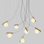Node Chandelier - Matte White / Brushed Brass