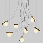 Node Chandelier - Matte White / Brushed Antique Brass