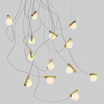 Node Chandelier - Matte White / Brushed Brass