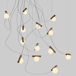 Node Chandelier - Matte White / Brushed Antique Brass