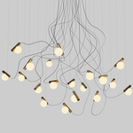 Node Chandelier - Matte White / Brushed Antique Brass