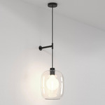 Pendant Suspension 3 with Glass Shade - Matte Black / Clear