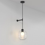 Pendant Suspension 3 with Glass Shade - Matte Black / Clear