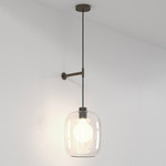 Pendant Suspension 3 with Glass Shade - Bronze / Clear