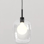 Pendant Suspension 4 with Glass Shade - Matte Black / Clear
