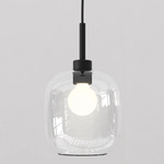 Pendant Suspension 4 with Glass Shade - Matte Black / Clear