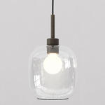 Pendant Suspension 4 with Glass Shade - Bronze / Clear