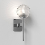 Tacoma Round Wall Sconce - Polished Chrome / Clear Ribbed