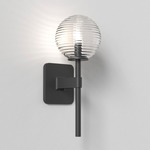 Tacoma Round Wall Sconce - Matte Black / Clear Ribbed