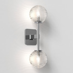 Tacoma Round Twin Wall Sconce - Polished Chrome / Clear Ribbed