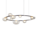 Dew Drops Circle Pendant - Brushed Silver / Iridescent Metalized