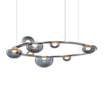 Dew Drops Circle Pendant - Brushed Silver / Smoke Metalized