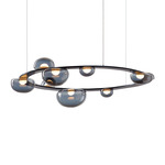 Dew Drops Circle Pendant - Brushed Anthracite / Smoke Metalized
