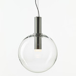 Phenomena Large Globe Pendant - Brushed Silver / Clear