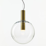 Phenomena Large Globe Pendant - Brushed Gold / Clear