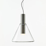 Phenomena Cone Pendant - Brushed Silver / Clear
