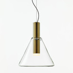 Phenomena Cone Pendant - Brushed Gold / Clear